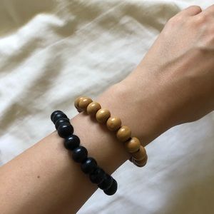 2 wooden bead bracelets